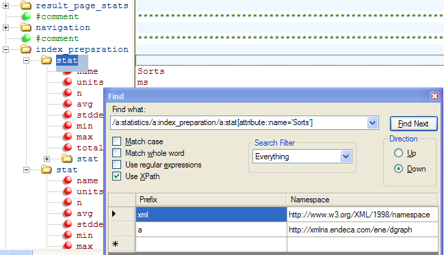 XML Notepad finds elements with XPath provided you use the namespace prefix